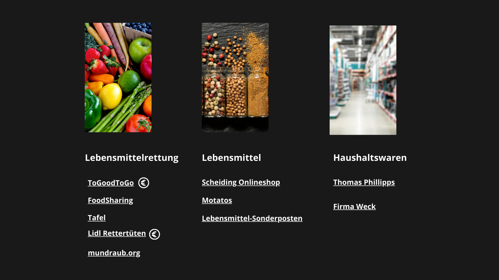Lebensmittel kostenlos oder günstig Lebensmittel, Lebensmittelrettung und Haushaltswaren günstig kaufen